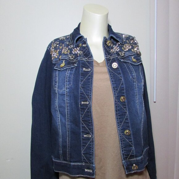 Chico's Embellished Jean Jacket 0= sz 2-4 - Picture 2 of 11